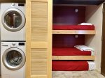Twin bunk beds and second twin trundle, washer and dryer